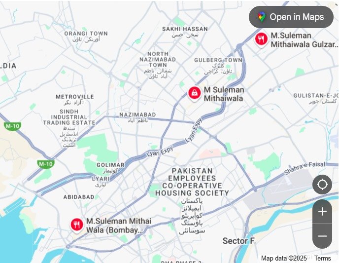 M Suleman Mithai Wala All Locations